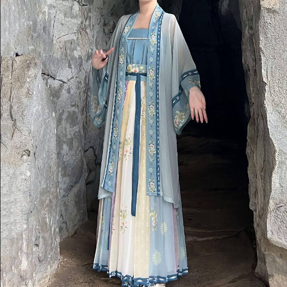 Women's Chinese Ancient Costume Song Dynasty Beizi Cami Top Skirt Summer Hanfu