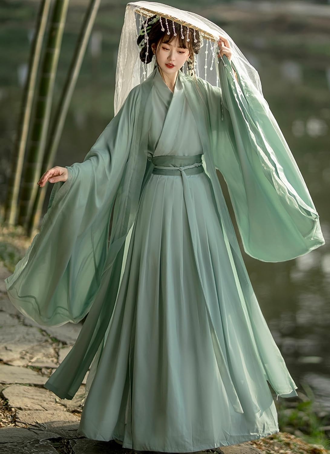 Chinese Hanfu Women Tulle Chiffon Loose fitting Dress Ancient Traditional Clothing New Year's clothing