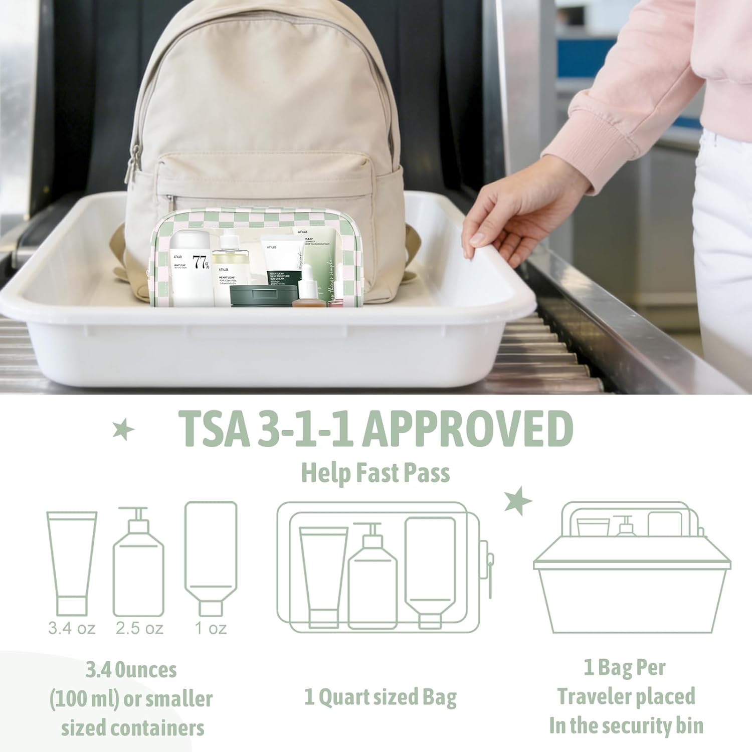 3PCS Clear Toiletry Bag,TSA Approved Travel Makeup Pouch with Zipper for Cosmetics and Toiletries，Diaper Bag Organizer Pouch Set,Women's Purse Organizer and Clear Car Bag