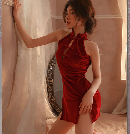 SINGUYUN Women Sexy Anime Cosplay Lingerie Chinese Cheongsam Dress High Split Bodycon Nightgown Qipao Babydoll Outfit