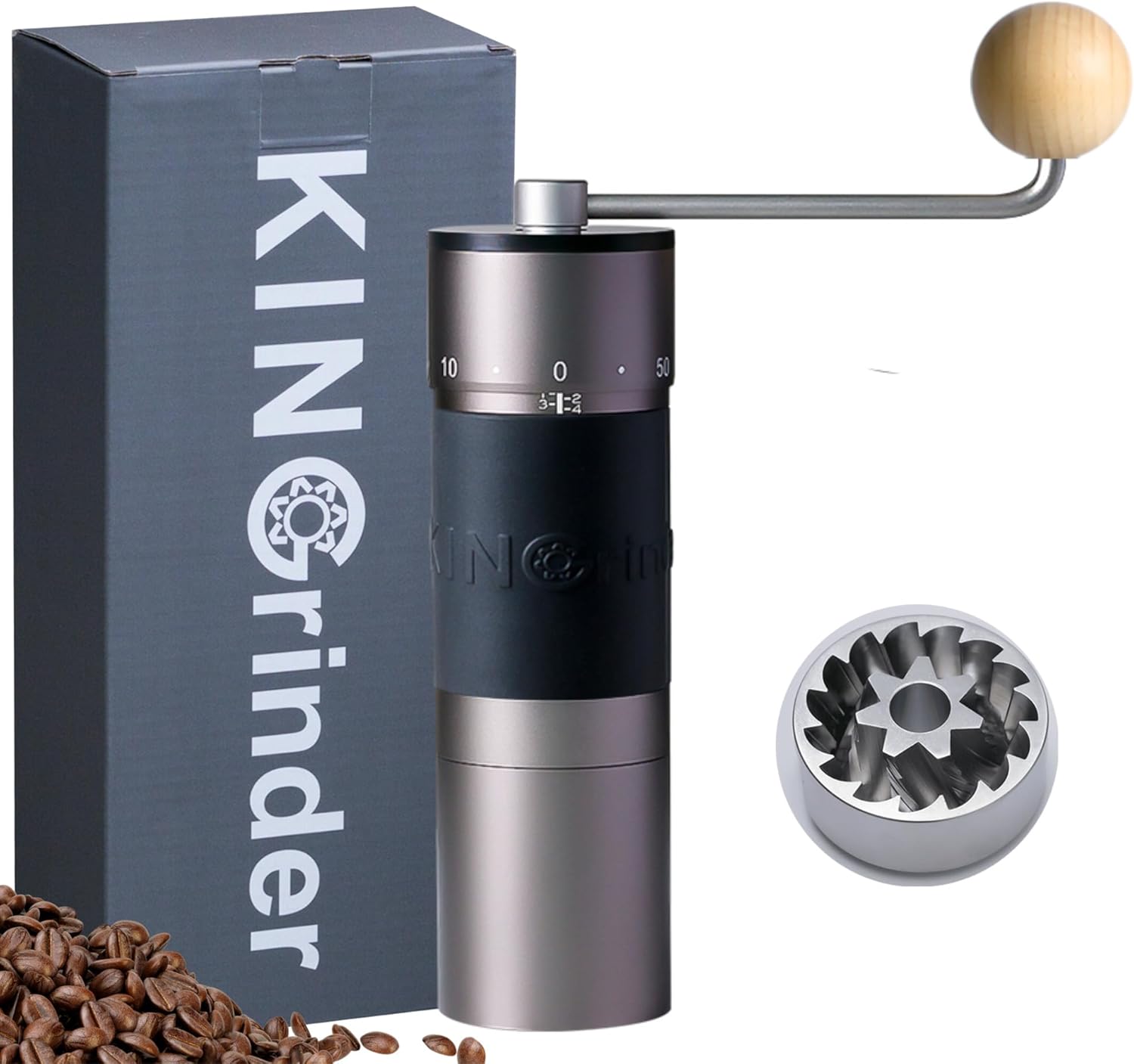 【Iron Gray】KINGrinder K6 Manual Hand Coffee Grinder with Straight Handle for French Press, Drip, Espresso with Assembly Consistency Stainless Steel Conical Burr Mill, 25-35g Capacity