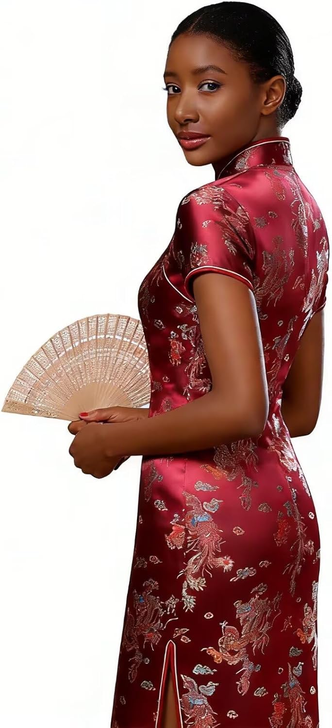 Chinese Women's Cheongsam Qipao Dress Slim Bodycon Exotic Long Split Dresses Wedding Costumes Gown Vintage Lunar New Year