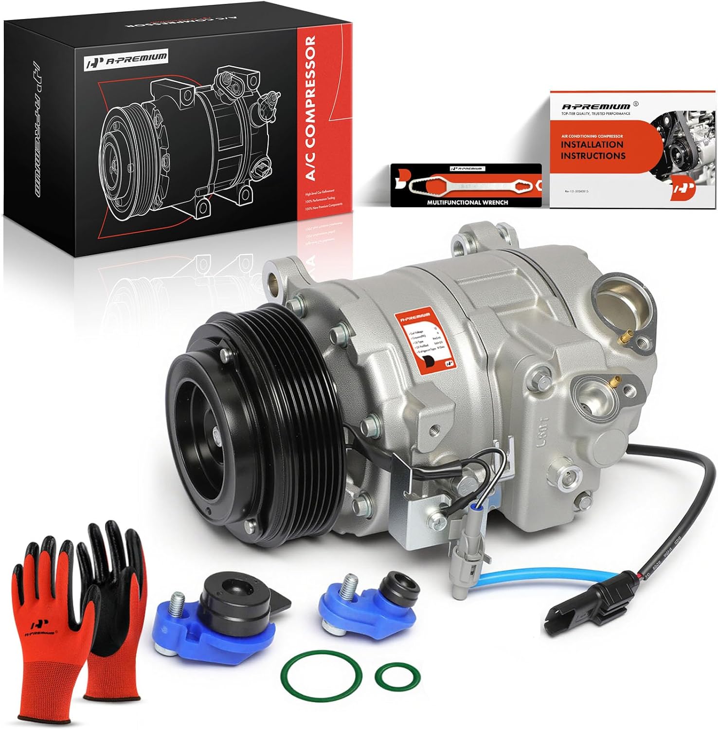 A-Premium Air Conditioner AC Compressor with Clutch Compatible with BMW X5 320i 328i 428i 528i 535i 228i 328d 535d 740Ld GT xDrive Gran Coupe, with 6 Grooves