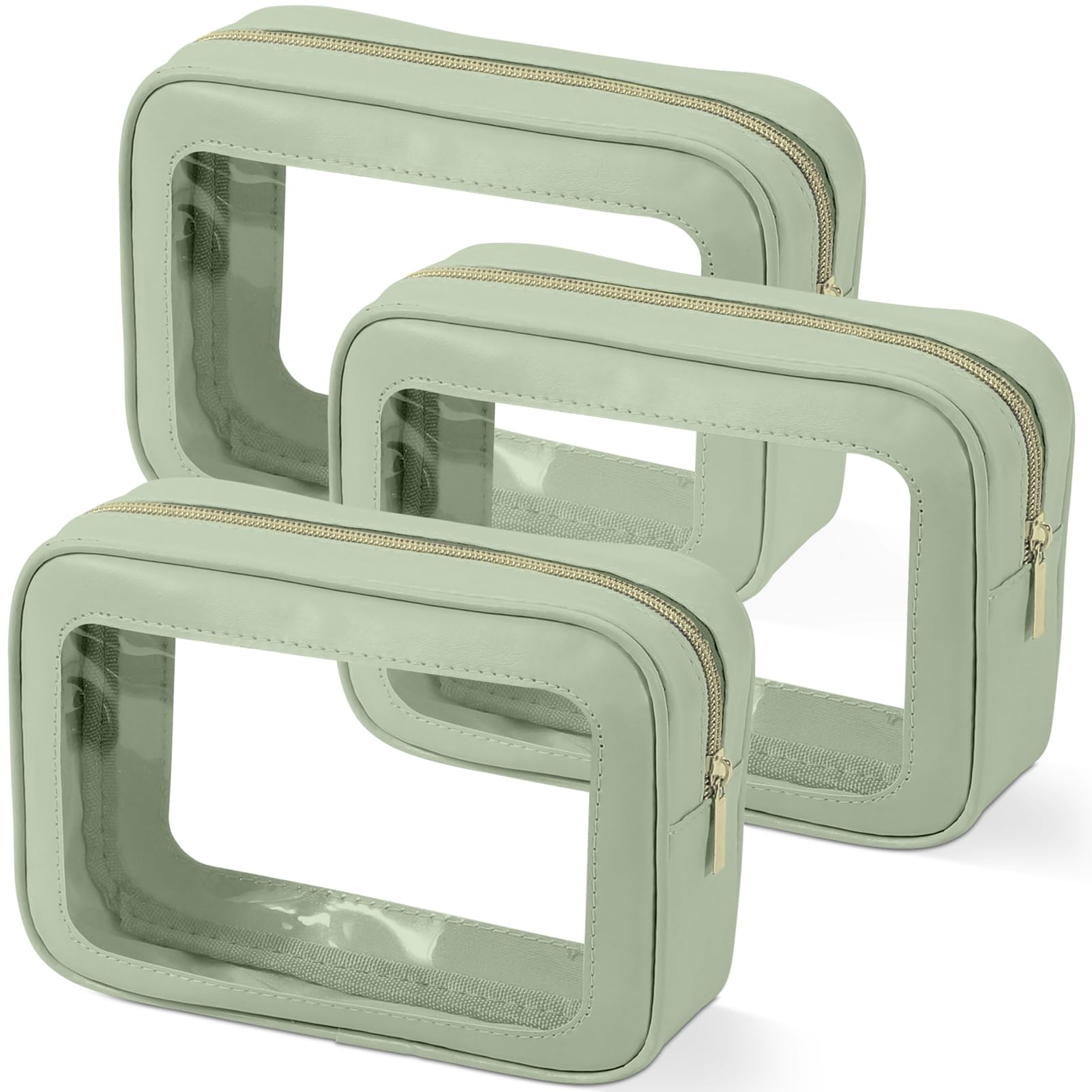 3PCS Clear Toiletry Bag,TSA Approved Travel Makeup Pouch with Zipper for Cosmetics and Toiletries，Diaper Bag Organizer Pouch Set，Women's Purse Organizer and Clear Car Bag