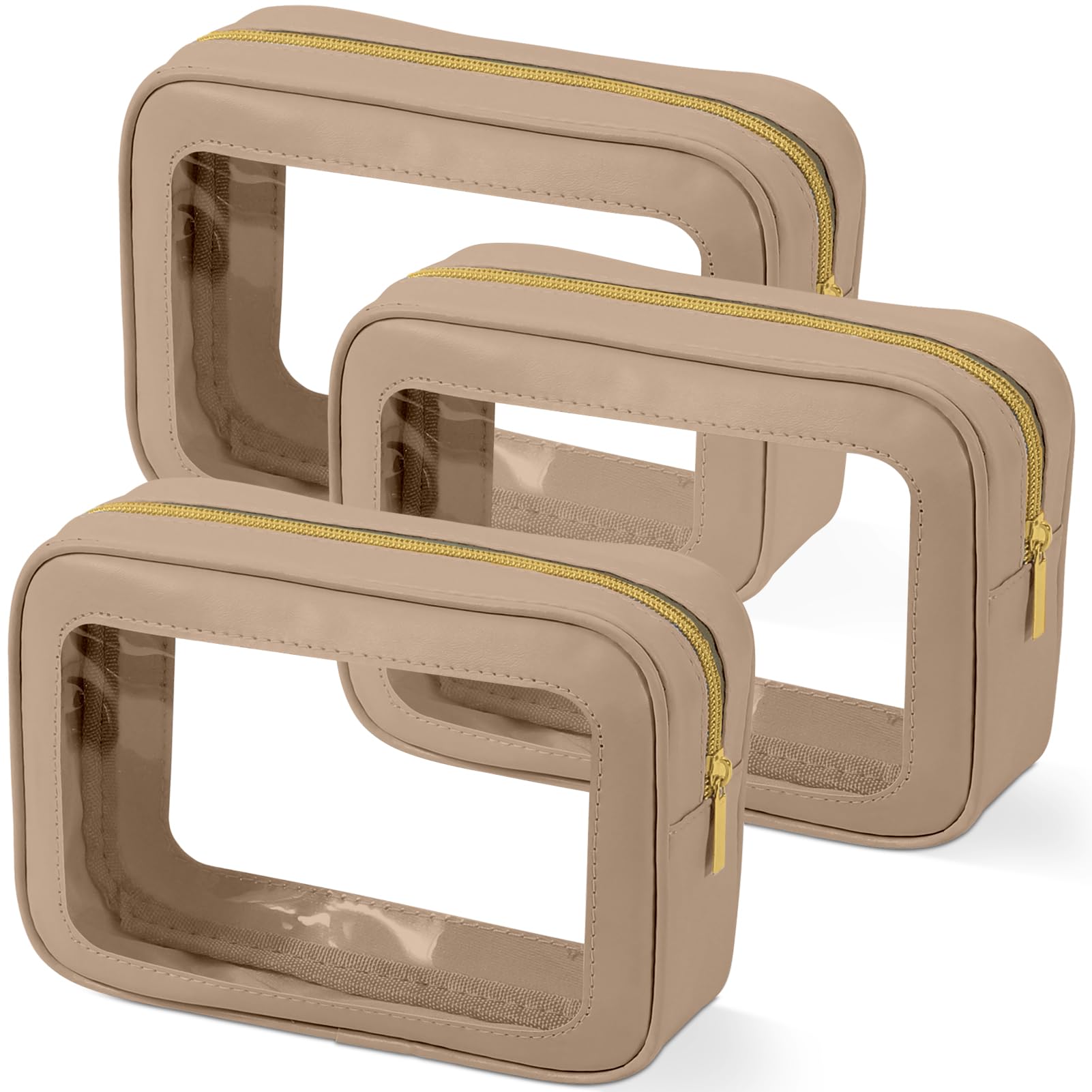 3PCS Clear Toiletry Bag,TSA Approved Travel Makeup Pouch with Zipper for Cosmetics and Toiletries，Diaper Bag Organizer Pouch Set，Women's Purse Organizer and Clear Car Bag