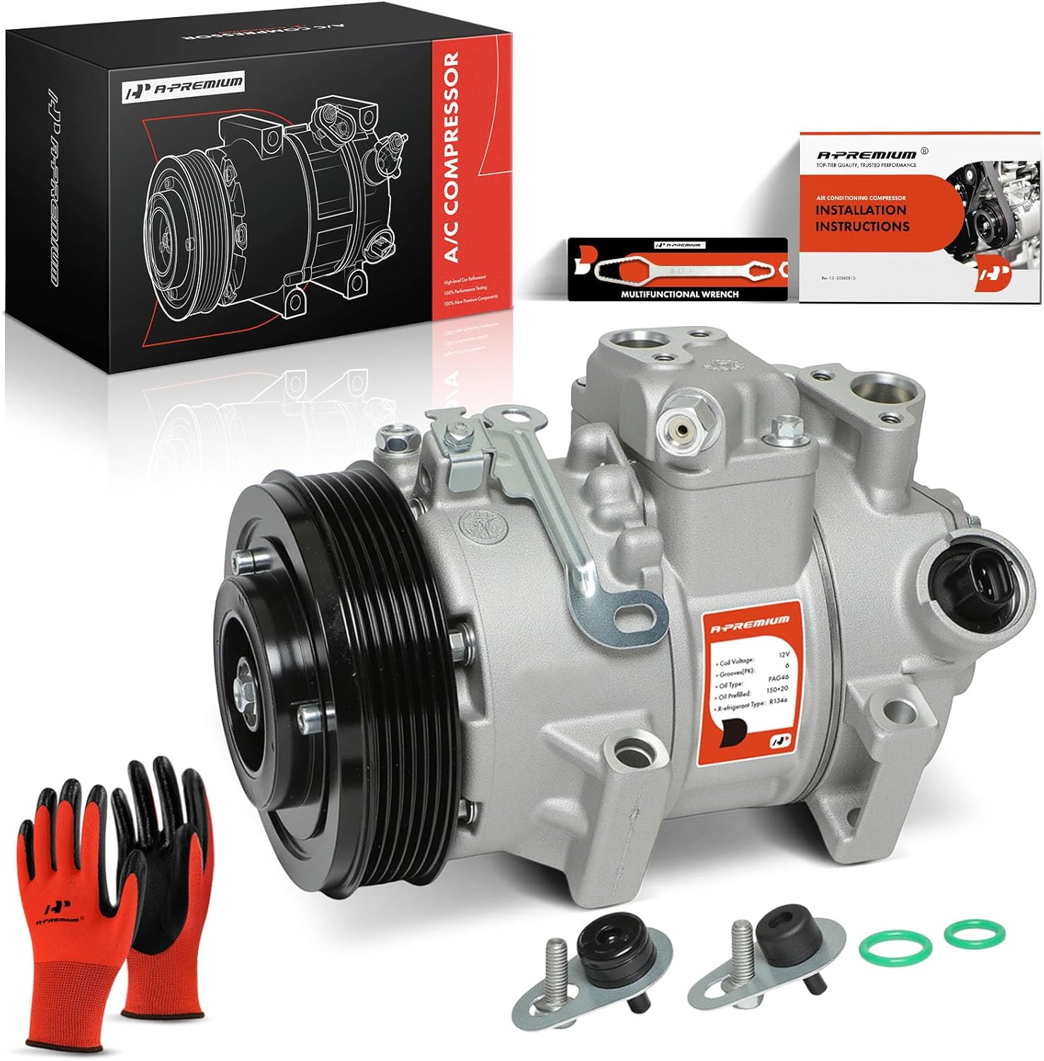 A-Premium Air Conditioner AC Compressor with Clutch Compatible with Toyota Corolla 2009-2010, Matrix 2009-2012, Scion xD 2008-2014 1.8L