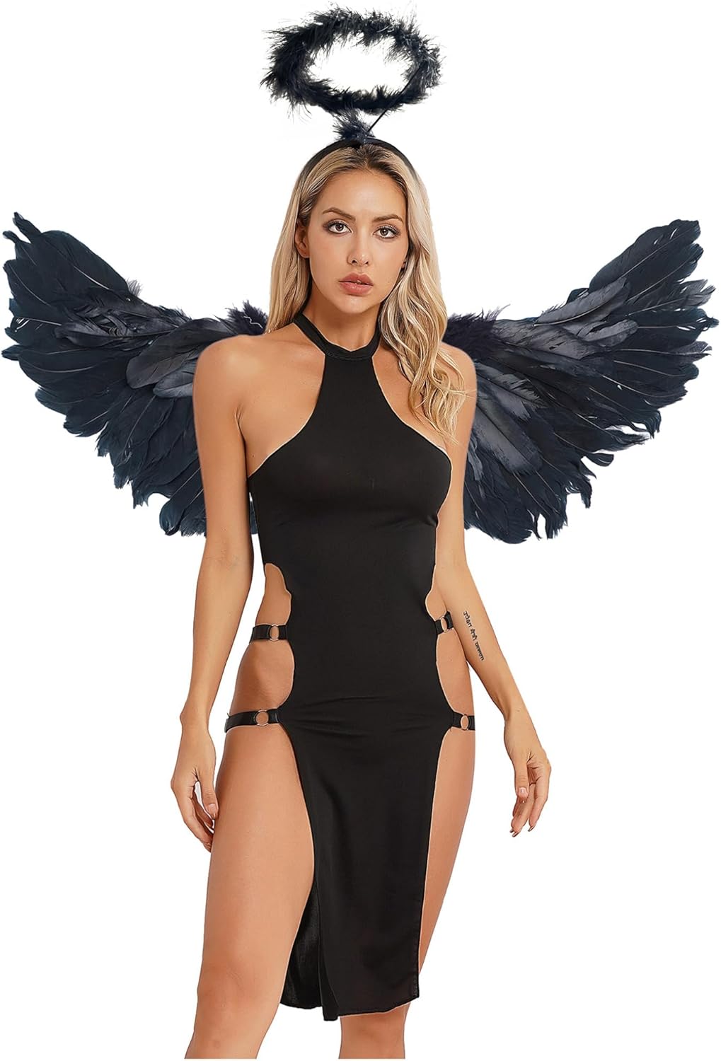 YEAHDOR 3 PCS Women Sleeveless Sides Split Cheongsam Bodycon Dress Cosplay Costume Sexy Lingerie Nightgown