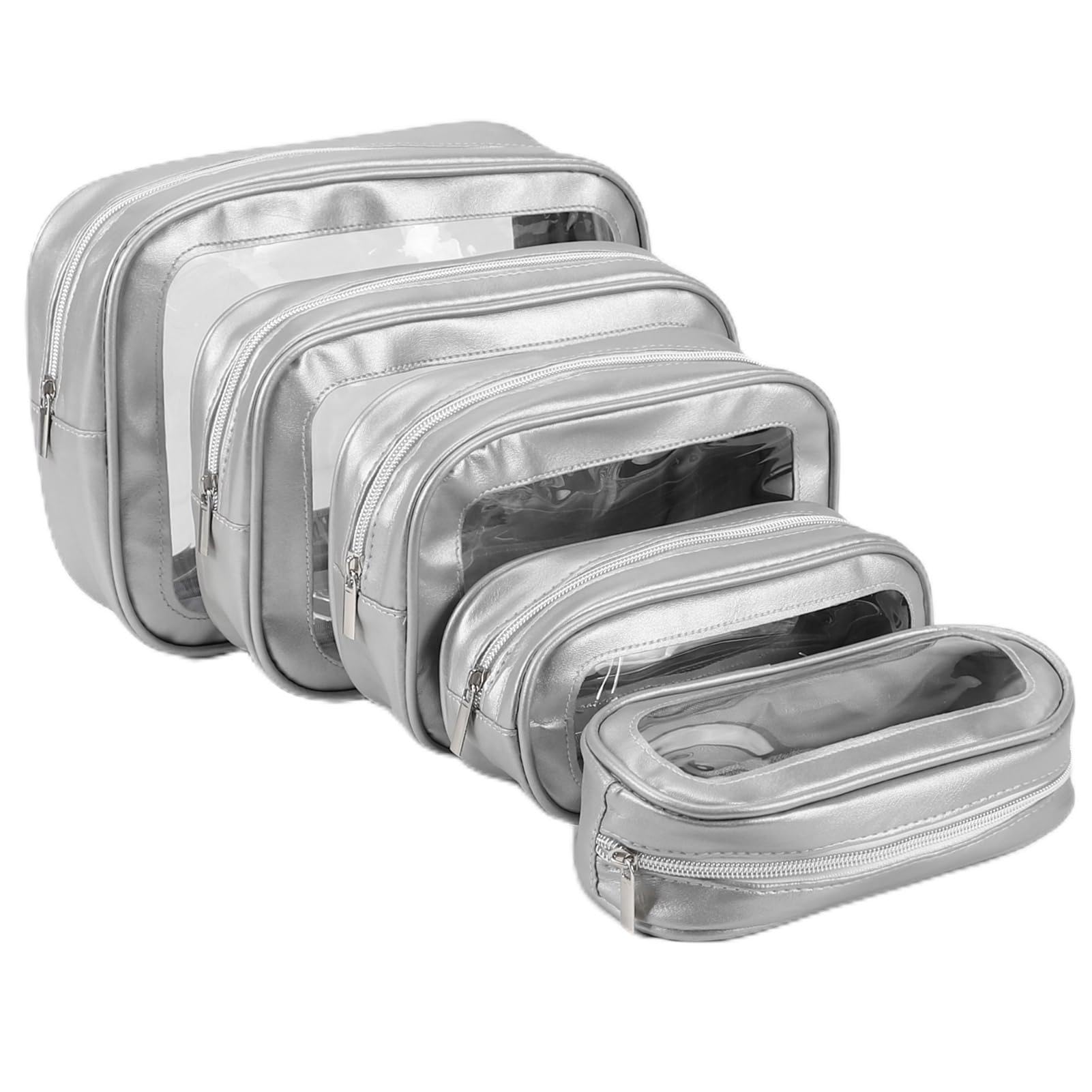 3PCS Clear Toiletry Bag,TSA Approved Travel Makeup Pouch with Zipper for Cosmetics and Toiletries，Diaper Bag Organizer Pouch Set,Women's Purse Organizer and Clear Car Bag