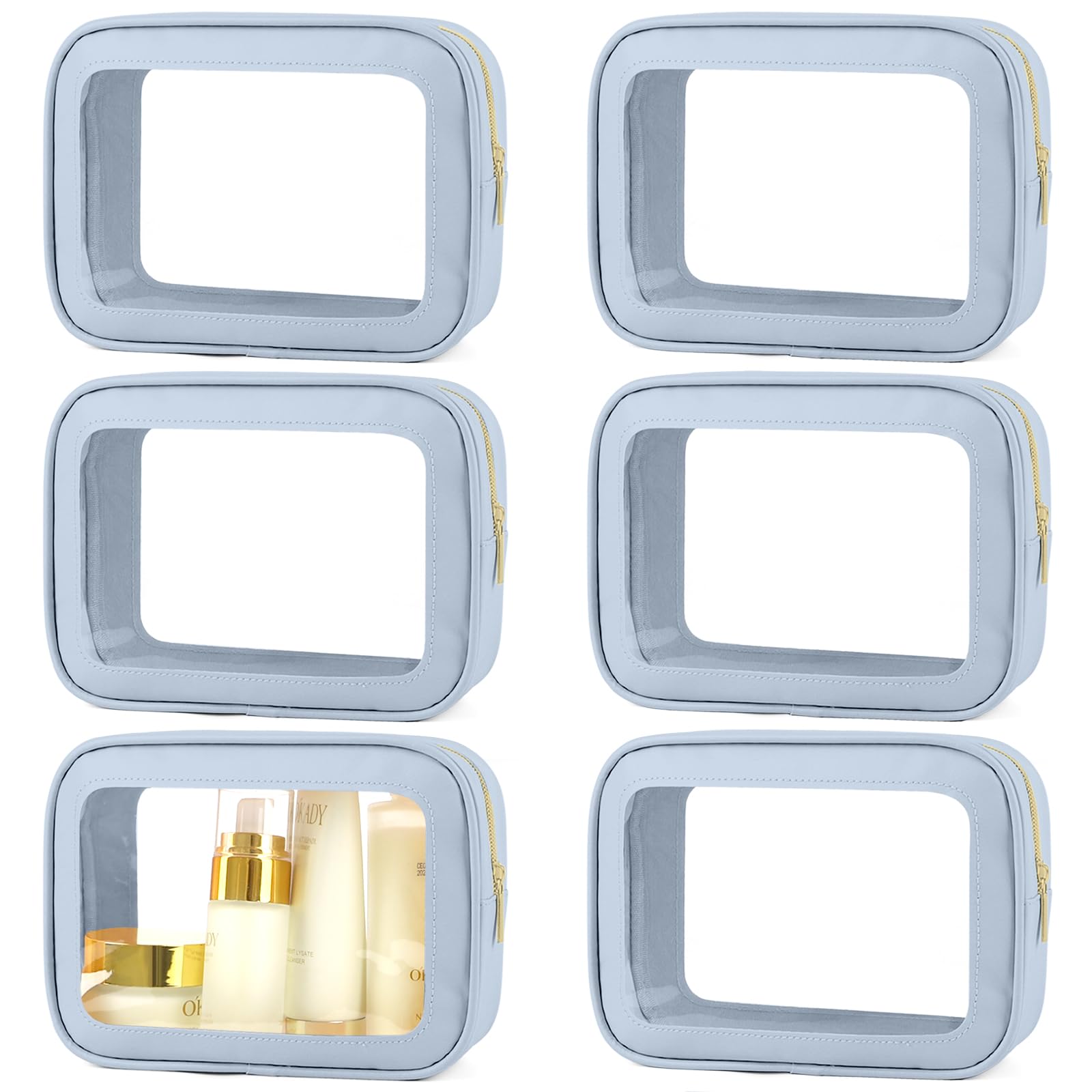 3PCS Clear Toiletry Bag,TSA Approved Travel Makeup Pouch with Zipper for Cosmetics and Toiletries，Diaper Bag Organizer Pouch Set，Women's Purse Organizer and Clear Car Bag