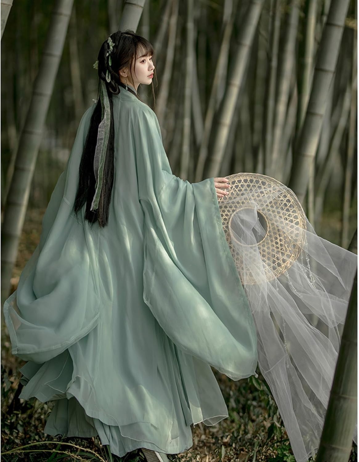 Chinese Hanfu Women Tulle Chiffon Loose fitting Dress Ancient Traditional Clothing New Year's clothing