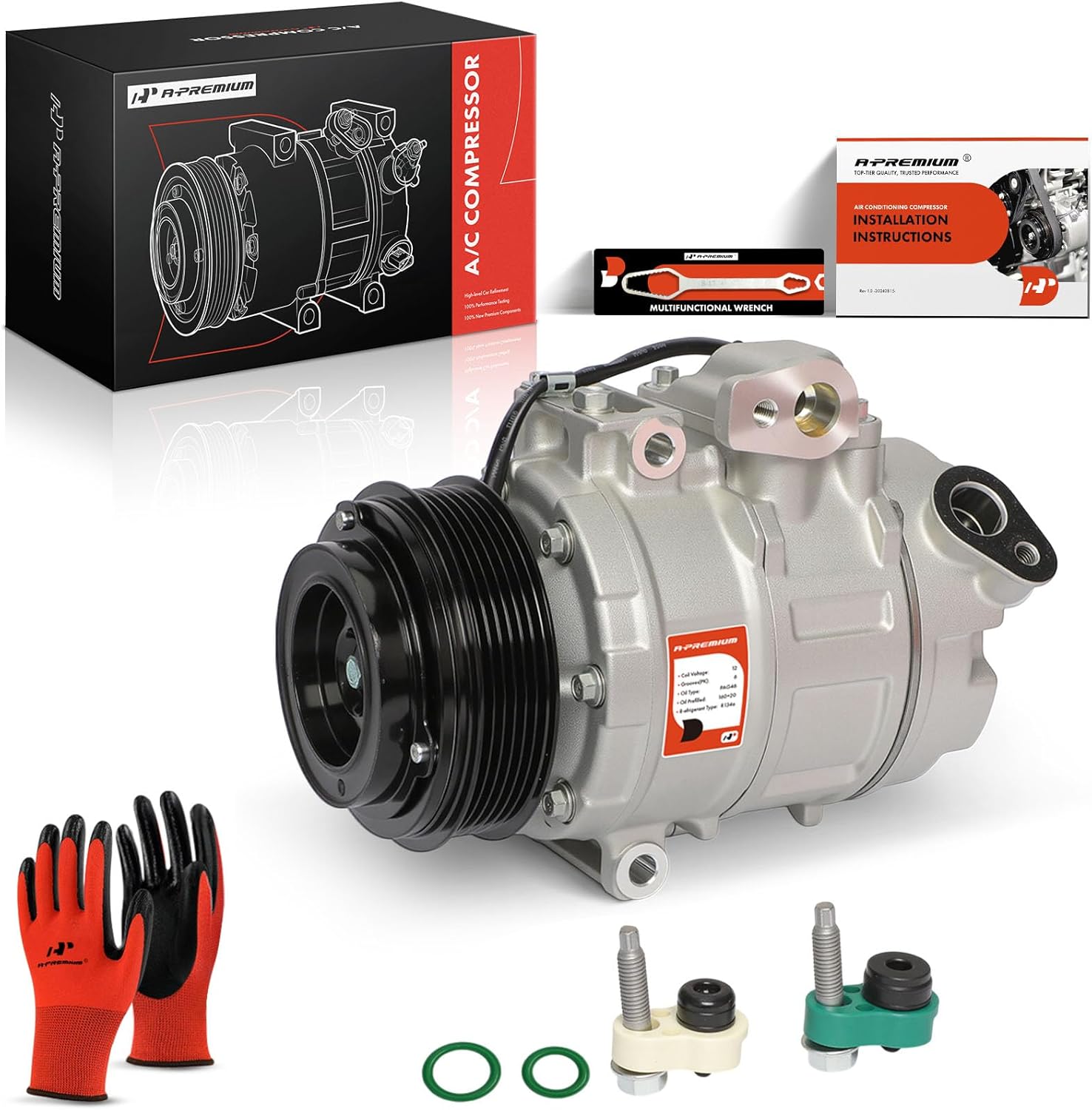 A-Premium Air Conditioner AC Compressor with Clutch Compatible with Ford Explorer 2011-2015 3.5L, Police Interceptor Utility 2013-2015 3.7L