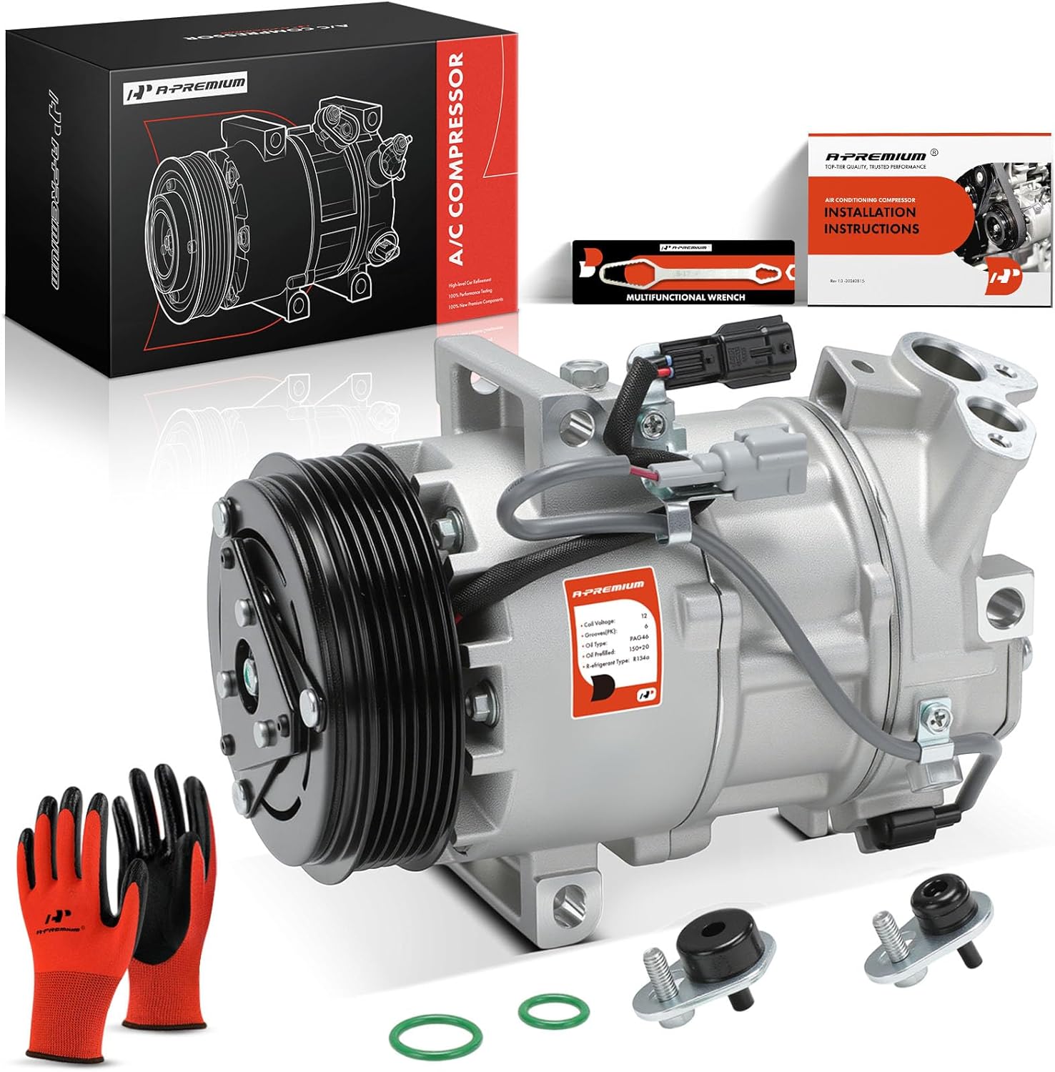 A-Premium Air Conditioner AC Compressor with Clutch Compatible with Nissan Sentra 2013-2019 1.6L 1.8L