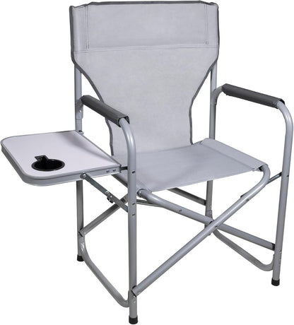 Zenithen Portable Outdoor Director's Folding Chair with Side Table Perfect for Sporting Events, Outdoor Activities, Camping, Patio Furniture, and Relaxing, Light Grey