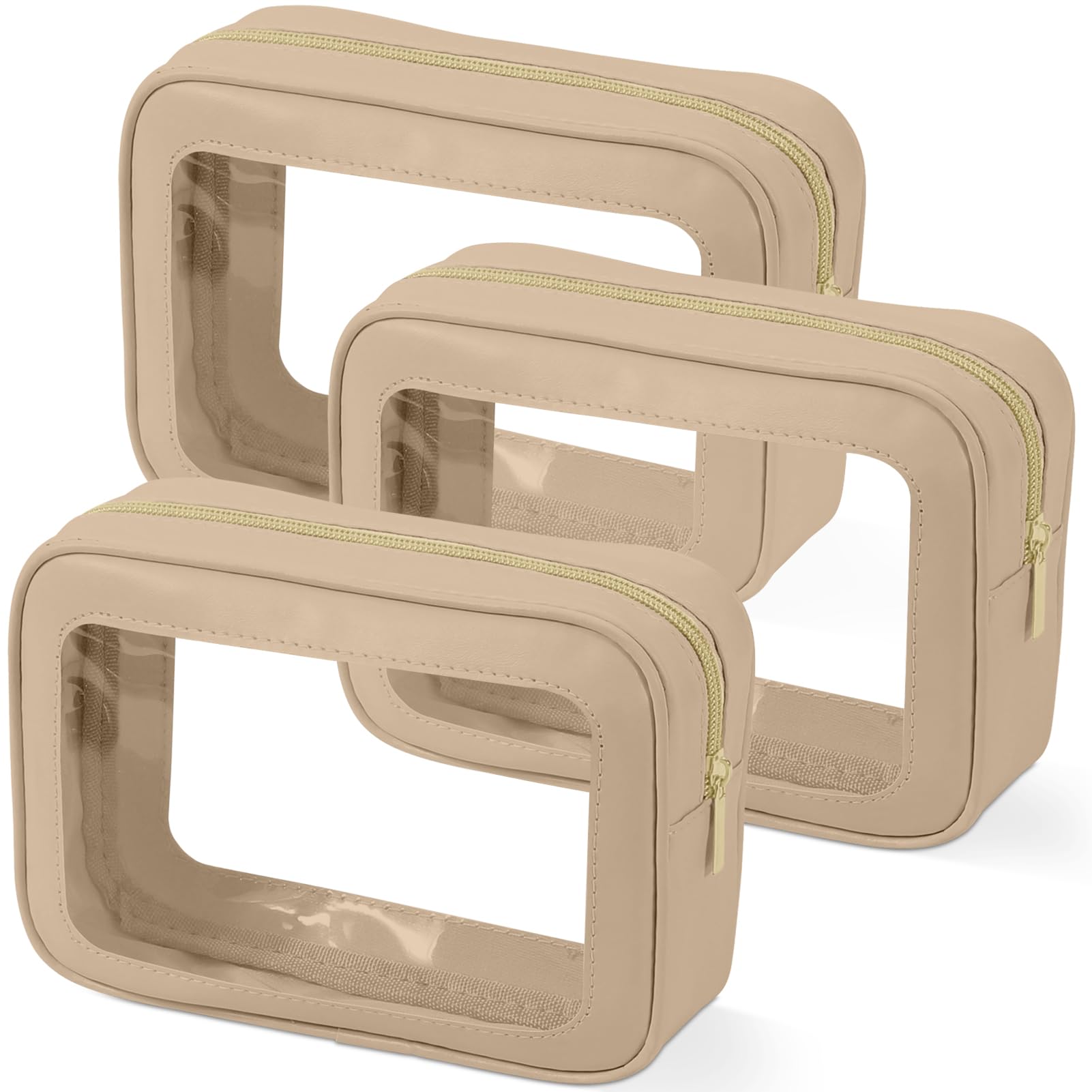 3PCS Clear Toiletry Bag,TSA Approved Travel Makeup Pouch with Zipper for Cosmetics and Toiletries，Diaper Bag Organizer Pouch Set,Women's Purse Organizer and Clear Car Bag