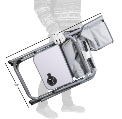 Zenithen Portable Outdoor Director's Folding Chair with Side Table Perfect for Sporting Events, Outdoor Activities, Camping, Patio Furniture, and Relaxing, Light Grey