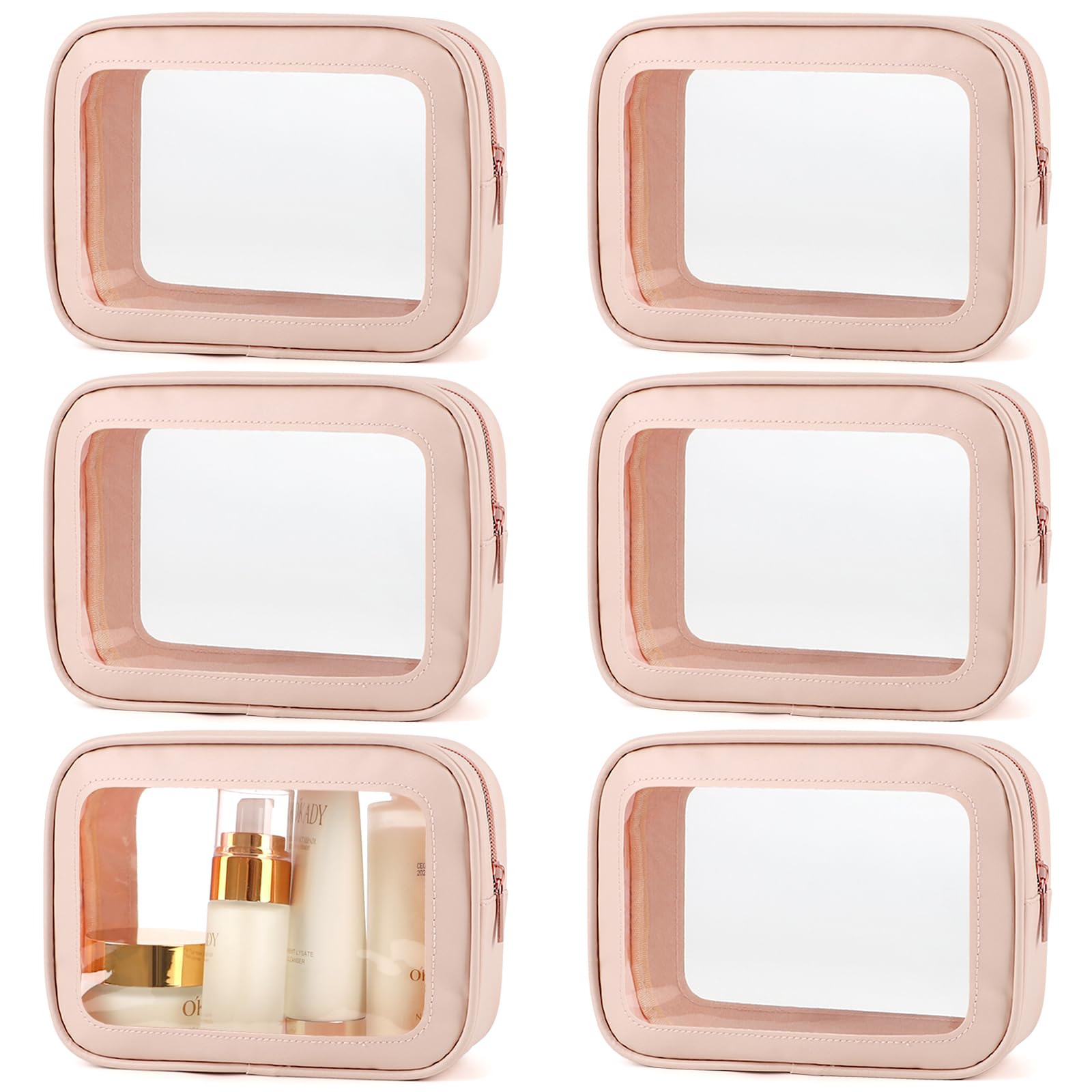 3PCS Clear Toiletry Bag,TSA Approved Travel Makeup Pouch with Zipper for Cosmetics and Toiletries，Diaper Bag Organizer Pouch Set，Women's Purse Organizer and Clear Car Bag