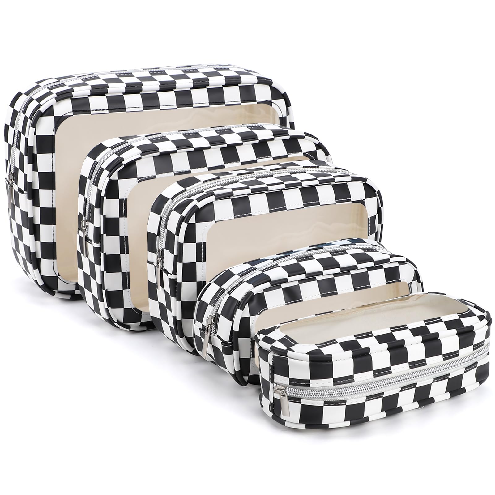 3PCS Clear Toiletry Bag,TSA Approved Travel Makeup Pouch with Zipper for Cosmetics and Toiletries，Diaper Bag Organizer Pouch Set,Women's Purse Organizer and Clear Car Bag