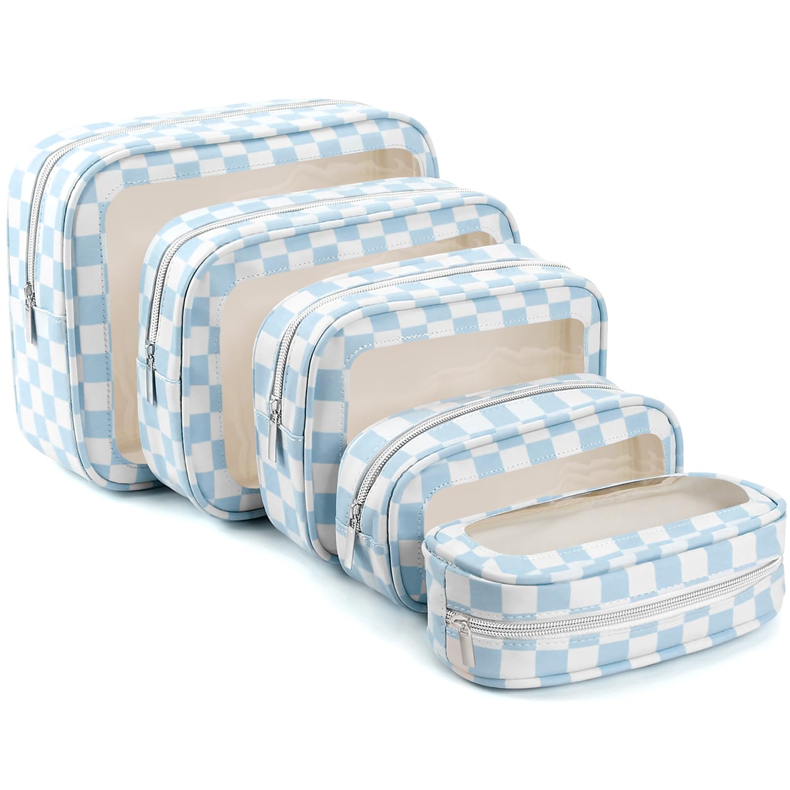 3PCS Clear Toiletry Bag,TSA Approved Travel Makeup Pouch with Zipper for Cosmetics and Toiletries，Diaper Bag Organizer Pouch Set,Women's Purse Organizer and Clear Car Bag