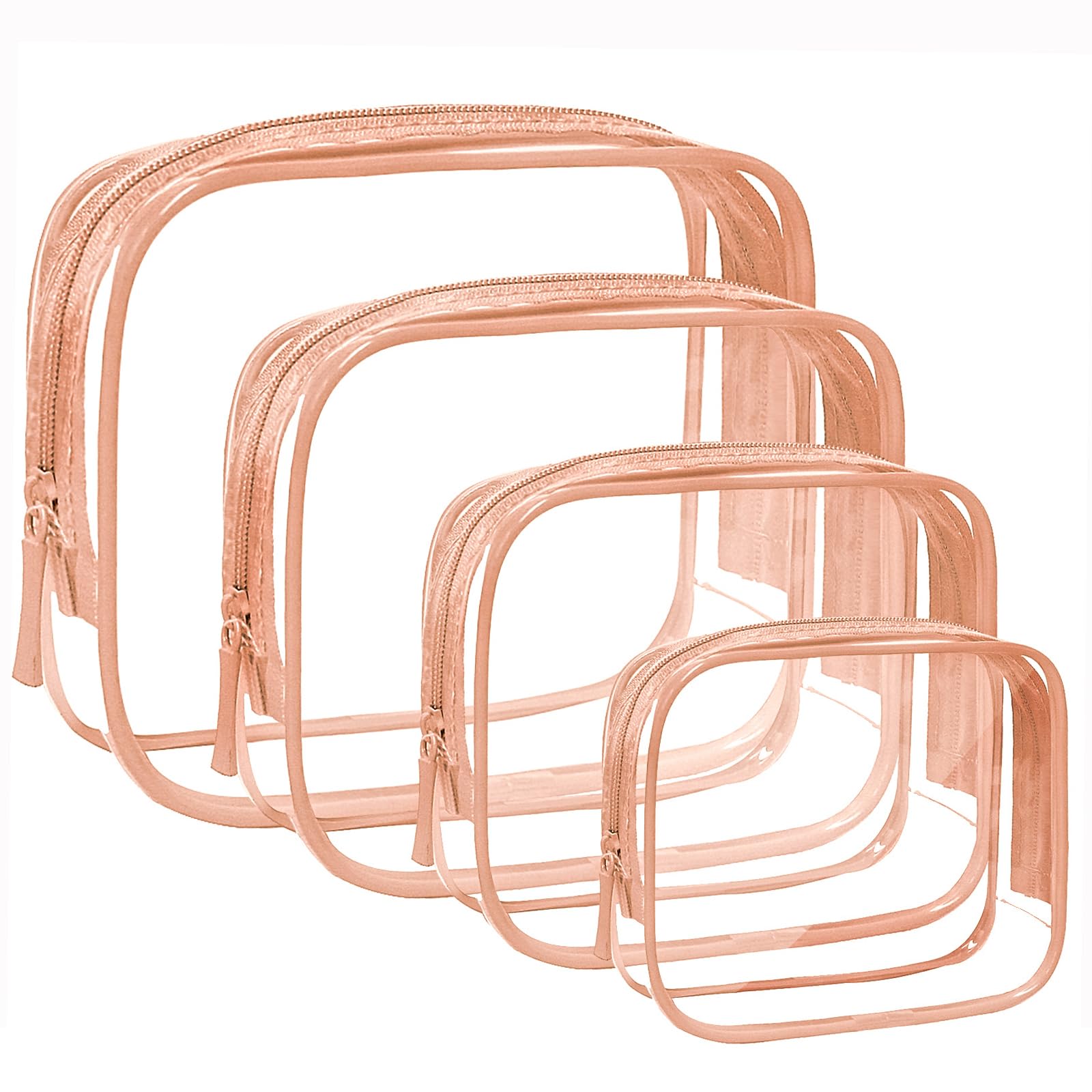 4 Pack Clear Makeup Bags, TSA Approved Toiletry Bag Car Organizer Travel Cosmetic Case Portable Travel Essentials Bags for Toiletries Clear Summer Beach Bag Carry on Airport Airline Compliant Bag
