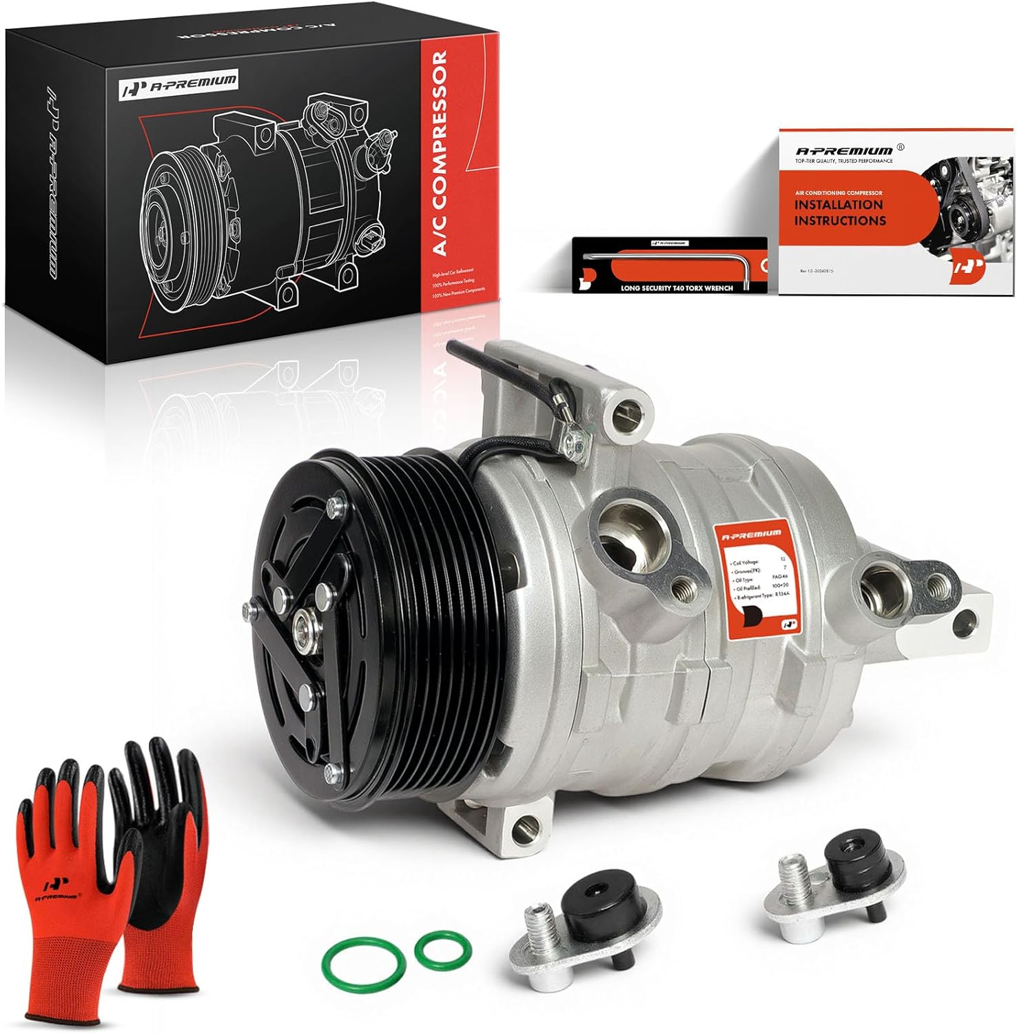 A-Premium Air Conditioner AC Compressor with Clutch Compatible with Nissan Versa (Sedan) 1.8L 2011, Versa 1.6L 2012-2019, Juke 1.6L 2012-2014 (w/CR-08 Compressor)