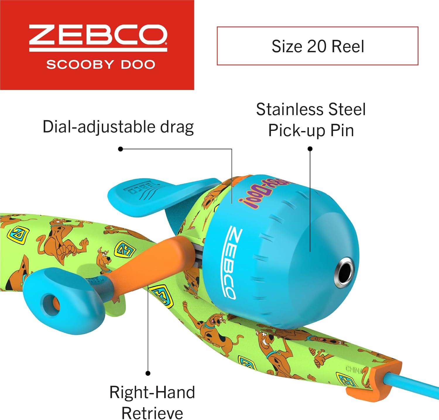 Zebco Youth 29-Inch Floating Spincast Reel and Fishing Rod Combo, Size 20 Reel, Pre-Spooled with 6-Pound Cajun Line