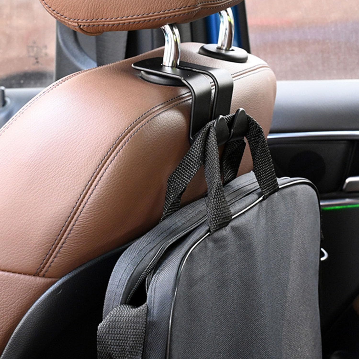 4 Pack Metal Purse Hook for Car, Universal Auto Seat Headrest Hook Hangers Organizer for Car Handbag Clothes Coats Grocery Bags