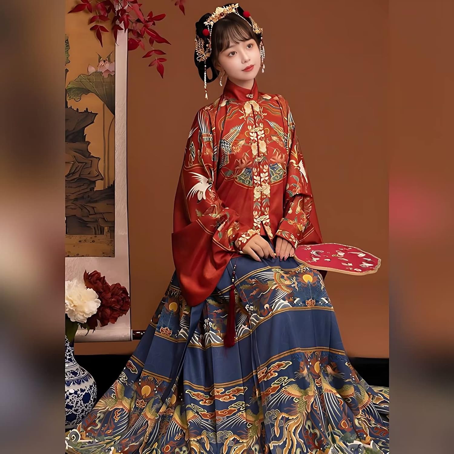 Chinese Hanfu Dress for Women, Traditional and Elegant Ancient Dynasty Cosplay Costume with Embroidered Skirt