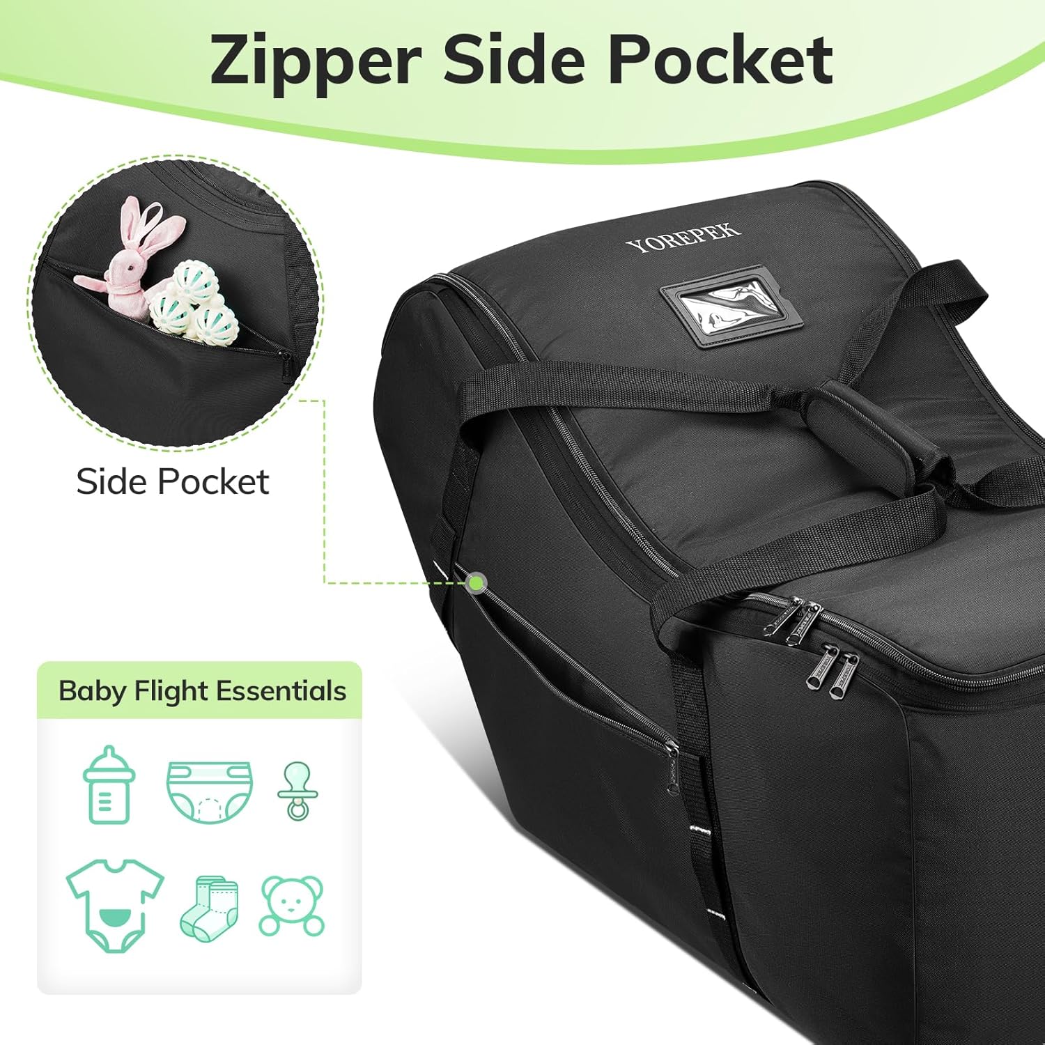 YOREPEK Extendable Infant Car Seat Travel Bag, Fit for Doona, Nuna Pipa, Graco SnugRide 35, UPPAbaby Mesa, Chicco Keyfit 30, Padded Carseat Bags for Air Travel, Car Seat Cover with Storage Bag