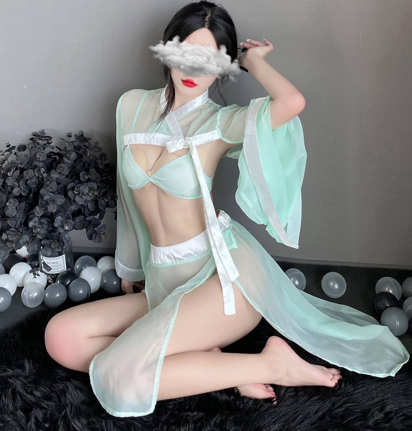 SINROYEE Women's Sexy Asian RolePlay Suit Cosplay Hanfu Cheongsam Dress Anime Lingerie Costumes