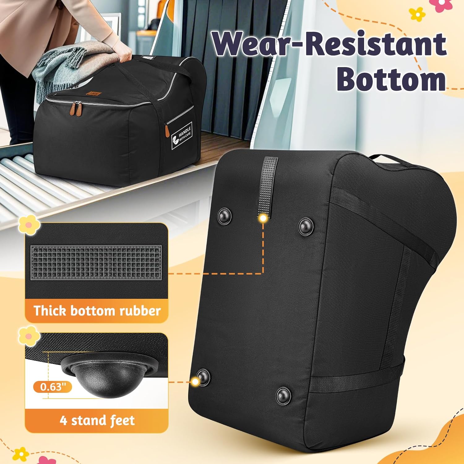 YOREPEK Car Seat Travel Bag Fits Infant Carseat with Anti-Rebound Bar Base, Padded Carseat Bags for Air Travel, Car Seat Airplane Cover with Side Pocket for Baby Essentials, Black