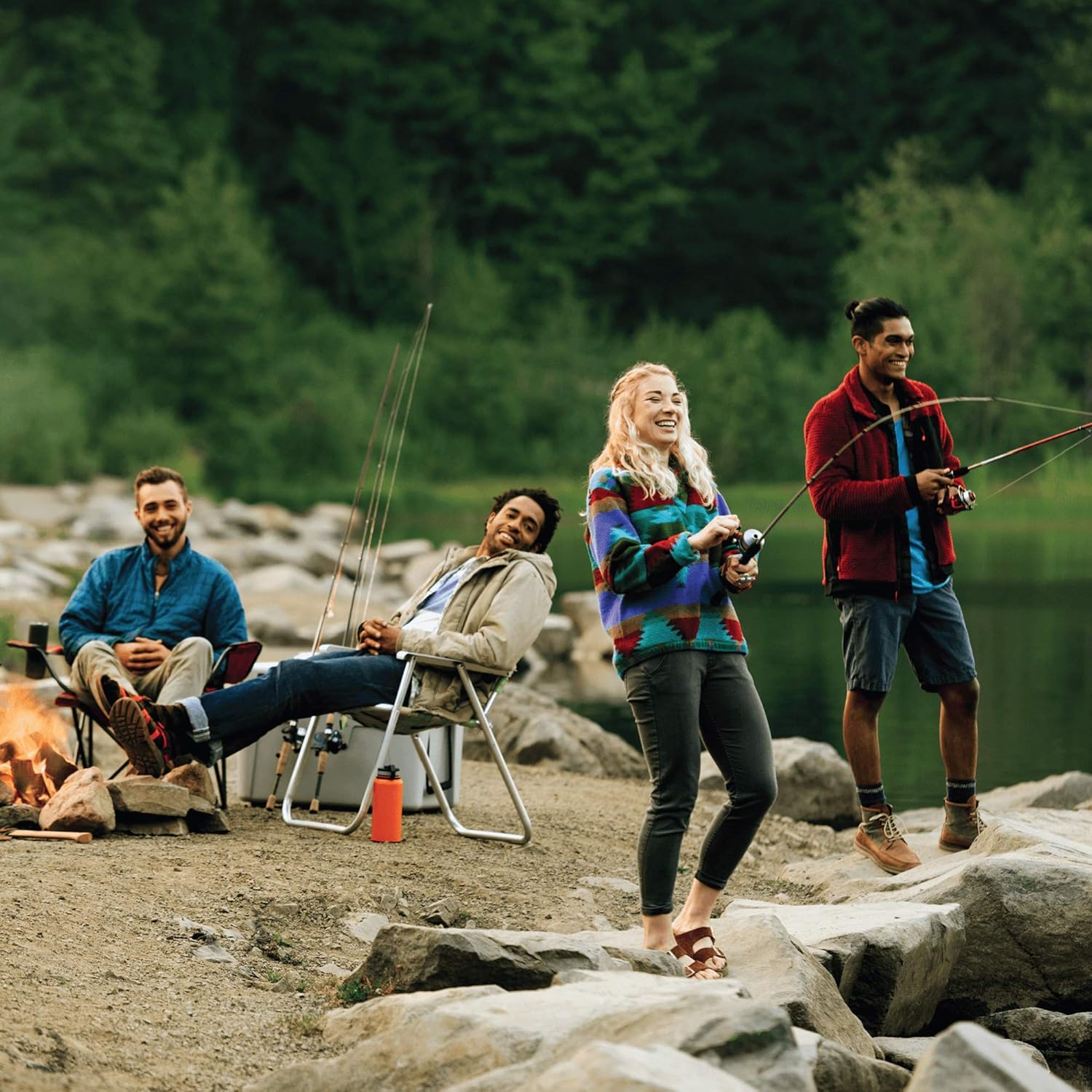 Zebco Z-Cast Spinning Fishing Rod Durable Z-Glass Fishing Pole, Comfortable EVA Rod Handle, Shock-Ring Guides, Medium Power