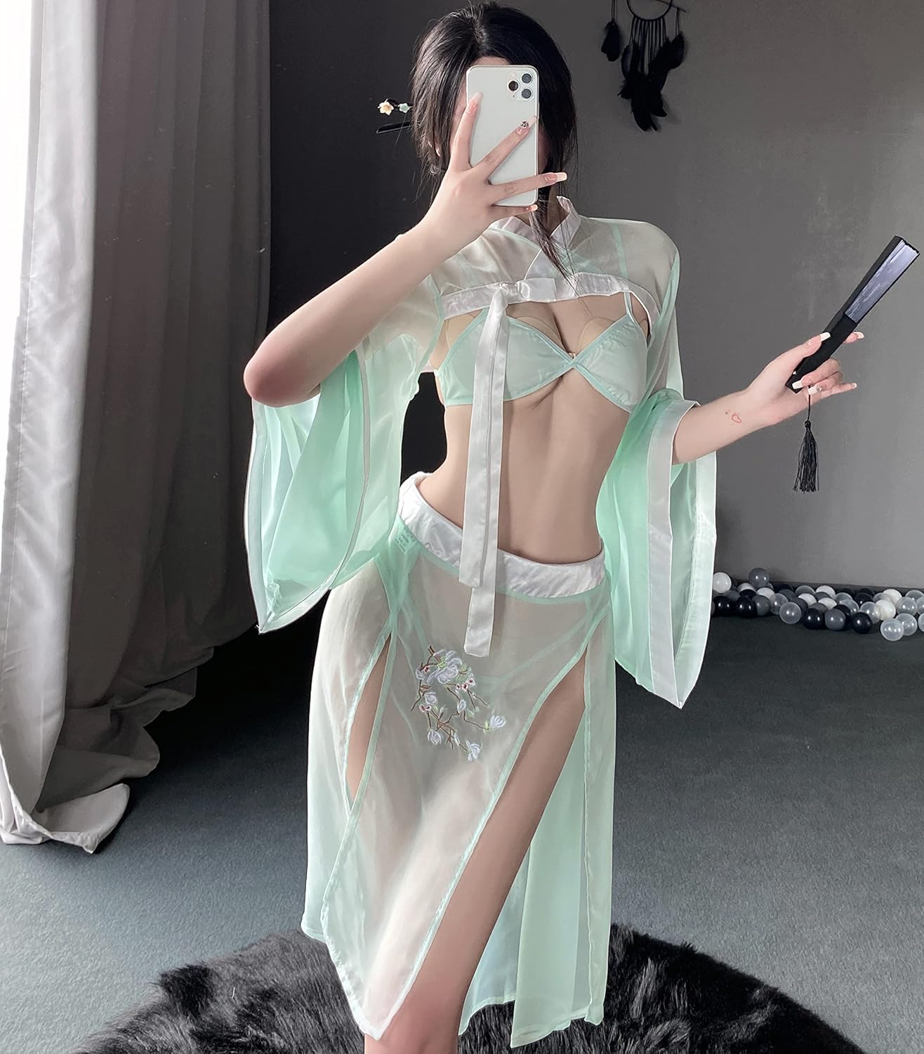 SINROYEE Women's Sexy Asian RolePlay Suit Cosplay Hanfu Cheongsam Dress Anime Lingerie Costumes