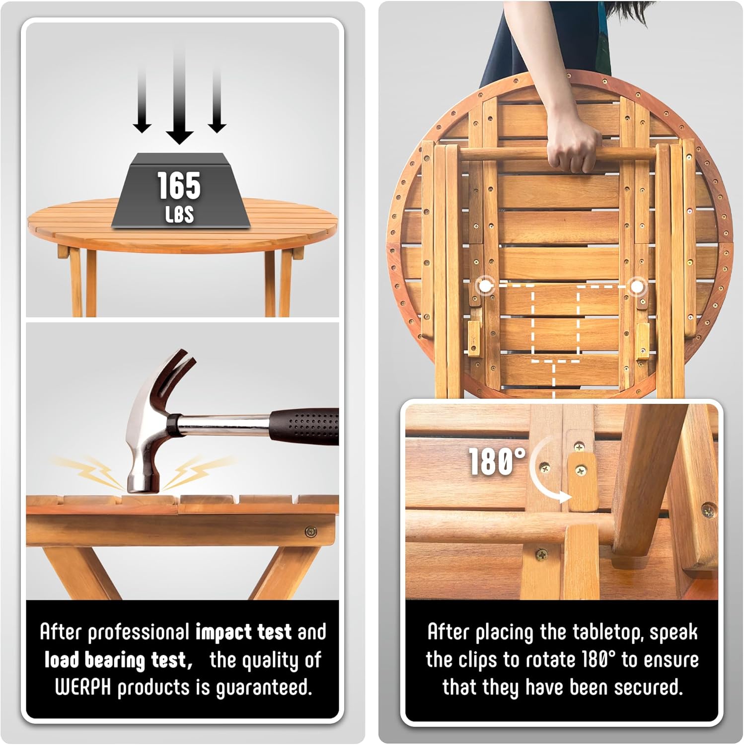 3-Piece Acacia Wood Patio Set, Foldable Bistro Table and Chairs Set of 2, Small Patio Furniture Set with Cushions, Folding Balcony Chairs Table Set for Apartment, Balcony, Deck or Porch