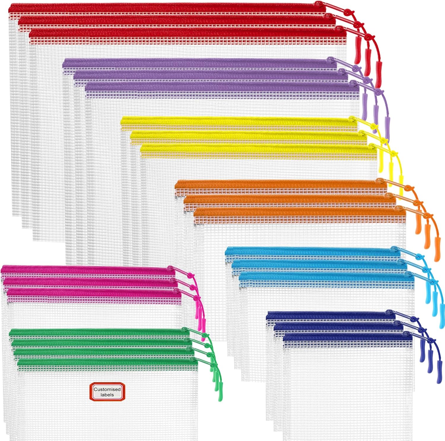 25pcs Mesh Zipper Pouch Bags for Organization and Storage,Toy Storage Bags,Zipper Pouch Suitable for Travel,Classroom and Home