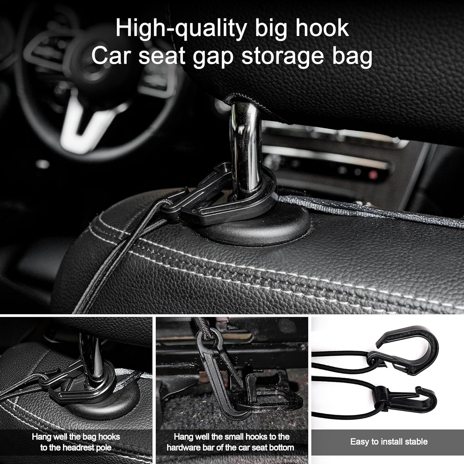 3-Layer Car Mesh Organizer Storage Bag Between Front Seats Kid Dog Pet Net Barrier Car Net Pocket Elastic Tissue Purse Holder Netting Pouch for SUV, Truck, Van 15.7" x 13.7"